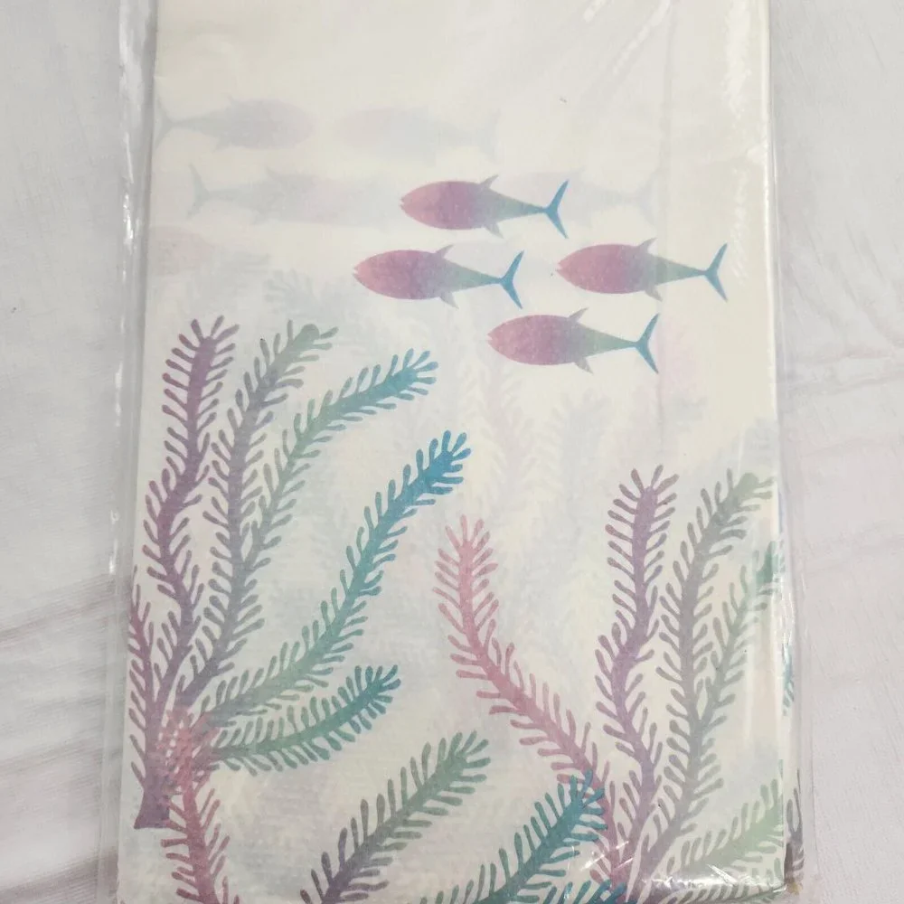 Ocean-themed Rectangle Tablecloth 70 X 47 In Paper Fish Seaweed Party Decor